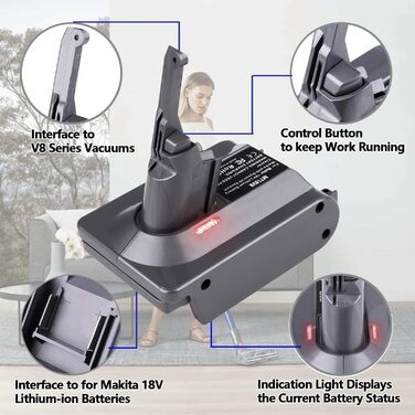 Адаптер для акумулятора Makita 18V до Dyson V7/8: перетворювач акумулятора для пилососів Dyson V7/8 Animal, Absolute, Motorhead Pro