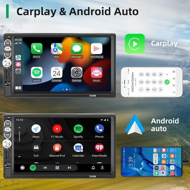 Автомагнітола 1 DIN Carplay з Android Auto, Bluetooth, 7