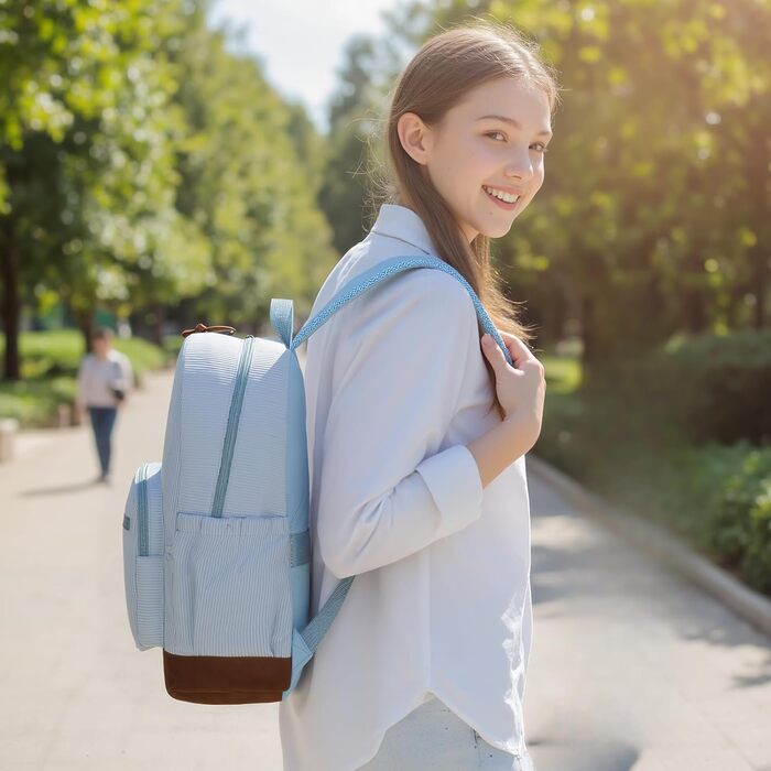Дитячий рюкзак Mygreen з кордурової тканини, блакитний, для підлітків, на кожен день, з еко-шкіри