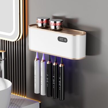 Електричний стерилізатор для зубних щіток UV, USB-організатор для 5 щіток, сушка, настінний, білий