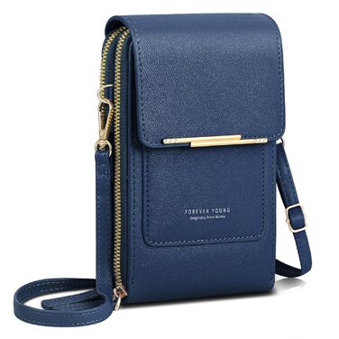 Жіноча сумка-клатч через плече Navy Blue: PU шкіряна кросбоді сумка для телефону з картками та гаманцем
