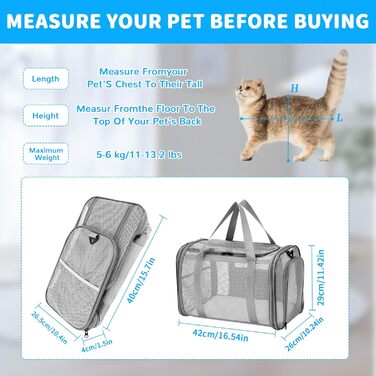Транспортна сумка для кота та собаки, складана переноска для тварин (46x26x29 см)