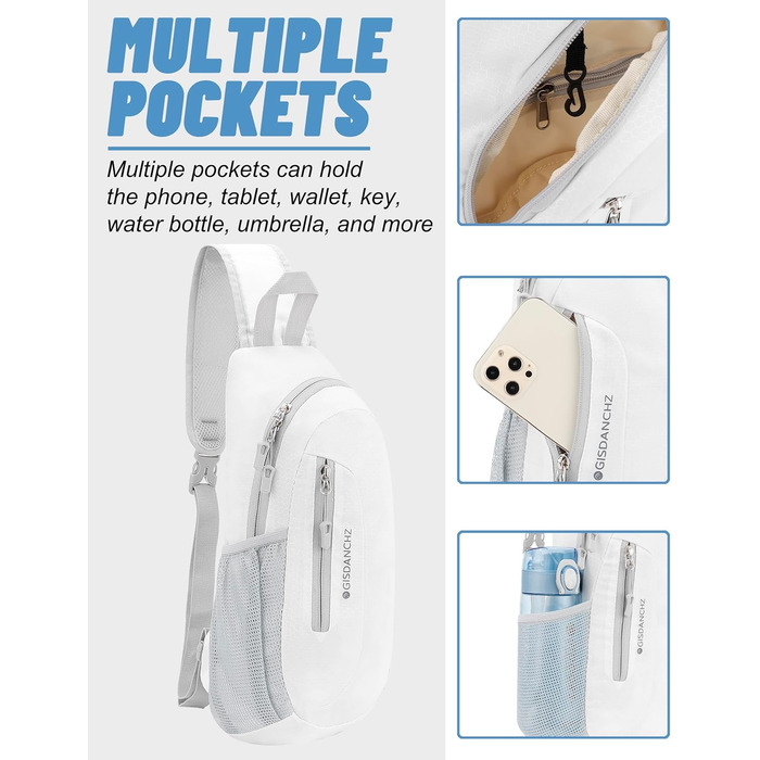Чоловіча/Жіноча нагрудна сумка-слінг, поясна сумка, водонепроникна, для подорожей, спорту, повсякденного використання, біла