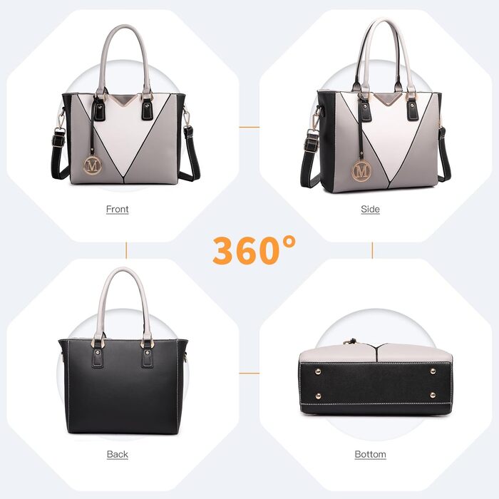 Сумка жіноча Lulu Daen середнього розміру з PU шкіри: сумка-шопер, сумка на плече для роботи, подорожей, бізнесу (Сіра)