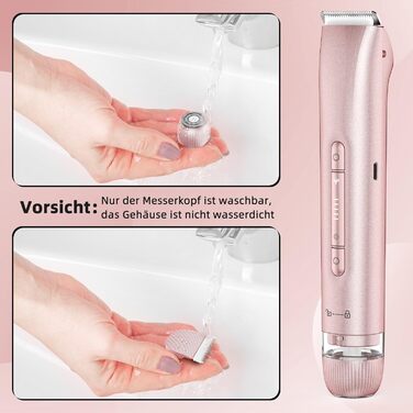 Електричний пристрій для видалення волосся Lady Shaver 2-в-1: електробритва та тример для бікіні. Безболісне видалення волосся для обличчя, тіла, ніг, рук та зони бікіні. IPX7 водонепроникний, рожевий колір.
