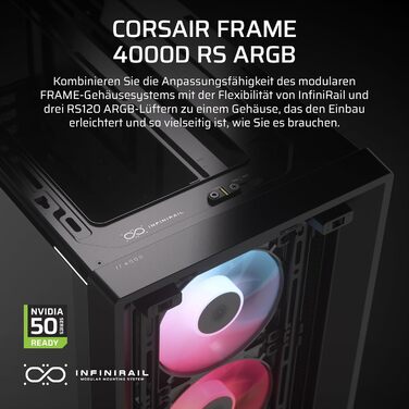 Корпус ПК CORSAIR 4000D RS ARGB Mid-Tower ATX з RGB підсвічуванням, чорний