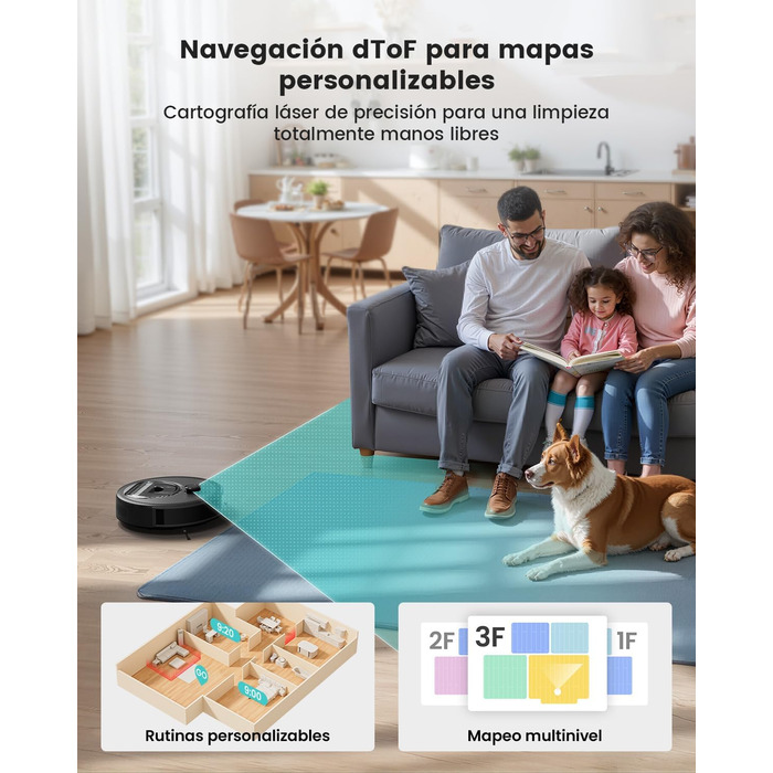 Робот-пилосос LEFANT M1 з функцією миття, 5500Pa, для твердих підлог та шерсті тварин, керування через додаток/Alexa, білий (M330 Pro)