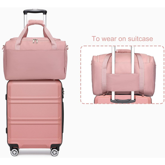 Набір валіз KONO 55 см: 2 валізи, ручна валіза з роликами, набір валіз, сумка для Ryanair, кремово-білий (рожеве золото, 4 валізи)