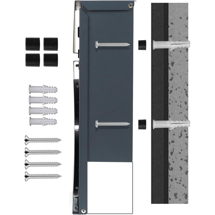 Поштовий ящик Zedelmaier XXL з нержавіючої сталі, індивідуальне гравіювання, 35x35 см, 4 ключі, для листів B5/C4, RAL 7016 Антрацит