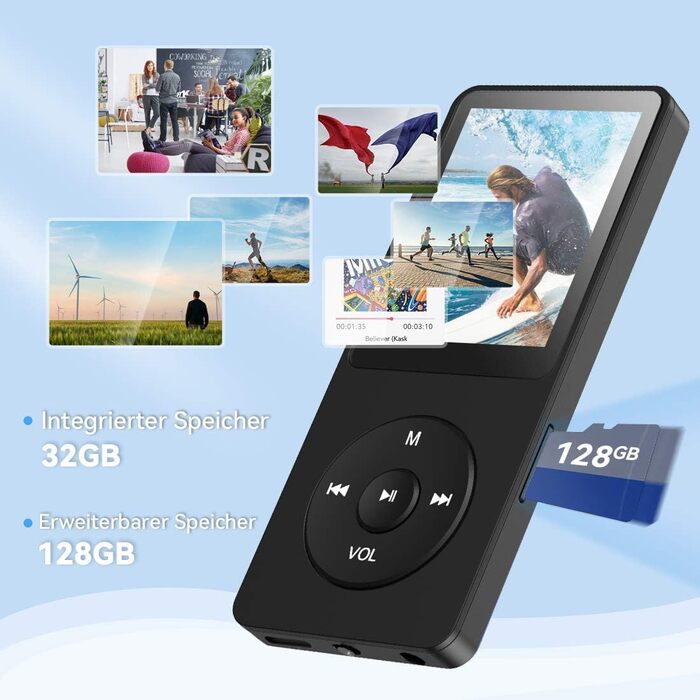 MP3-плеєр AGPTEK 32GB зі спікером, 70 годин роботи від акумулятора, 1.8