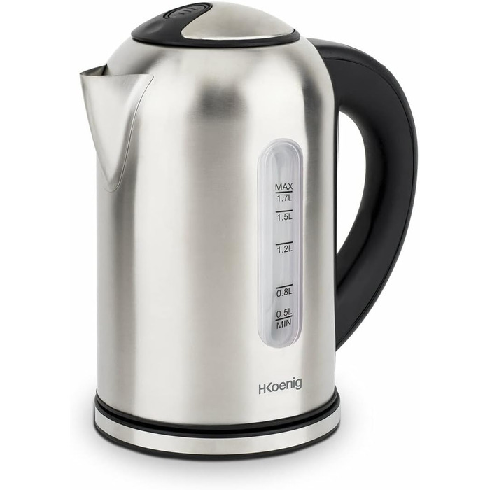 Електричний чайник H.Koenig Inox 1.7L з програмуванням температури, 2200W (сріблястий)