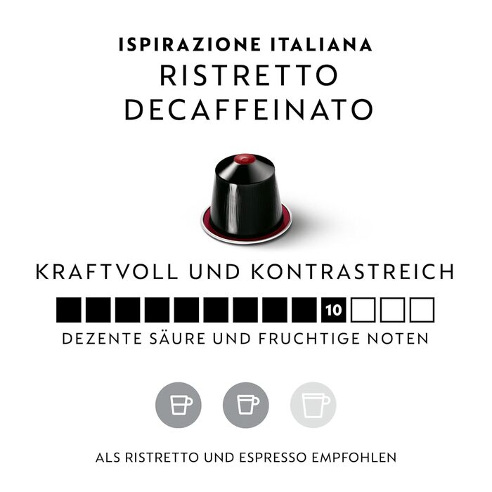 Кава Nespresso Volluto Decaffeinato, 50 капсул (5 x 10 капсул) - без кофеїну, Ristretto Decaf 100