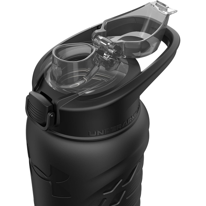 Under Armour Stainless Steel Water Bottle, Insulated, Carabiner Clip, Leak-Proof, for Kids and Adults, All Sports, Gym, 680 ml (Standard Size, Solid Black)