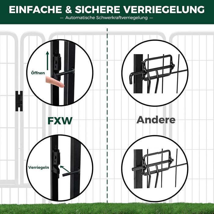 Вигул для собак FXW Rollick: 8 панелей, 80 см, для невеликих та середніх собак, для двору, кемпінгу│Чорний, патентований