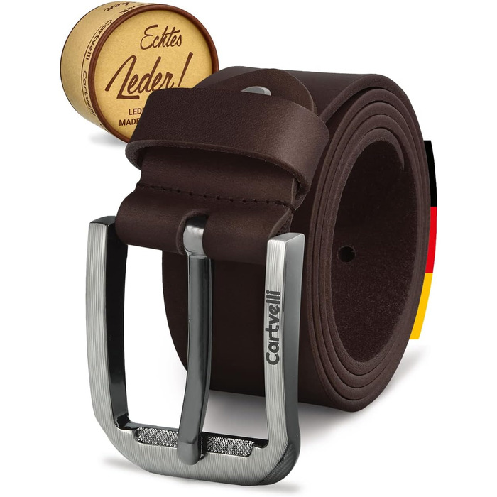 Чоловічий шкіряний ремінь преміум-класу, виготовлений у Німеччині, з подарунковою коробкою. Ширина 40 мм, темно-коричневий, розмір 105. Зверніть увагу на таблицю розмірів.