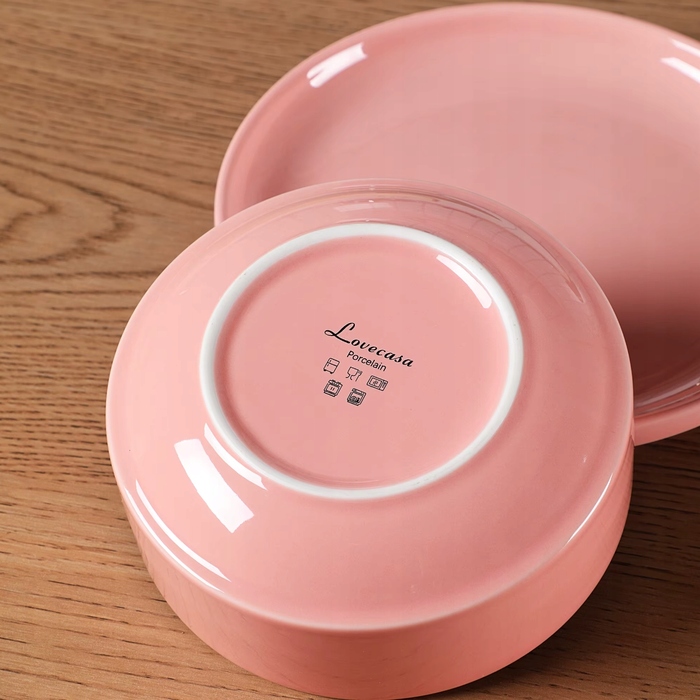 Порцеляновий обідній сервіз на 12 осіб, 48 предметів, рожевий, вінтажний стиль