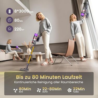 Бездротовий пилосос X7 55Kpa/600W/80Min з LED-дисплеєм, акумуляторний, самостійно заряджається, з антизаплутувальною щіткою, автоматичний режим для килимів, шерсті тварин та твердих поверхонь, золотий