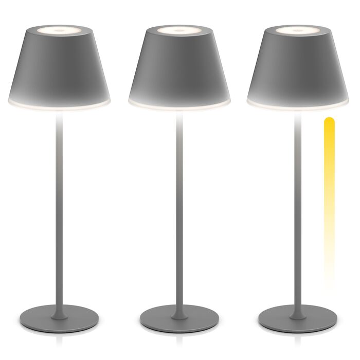 Світлодіодний акумуляторний настільний світильник Brandson з димером (3 в наборі, антрацит). LED лампа для столу, нічника, читання. Бездротовий, металевий, для дому та вулиці.