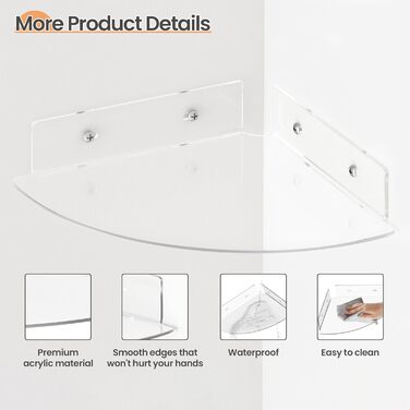 Настінні полиці Upsimples, 4 шт., білі, без свердління, 38x10 см, для ванної, спальні та кухні