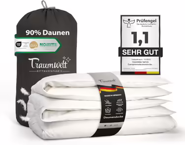 Dreamworld Nature Down Comforter Made in Germany, 135x200 cm, made of 90% down and 10% feathers, winter duvet, suitable for allergy sufferers (nomite), Öko-Tex 100 Class 1 certified, Downpass 135 x 200 cm winter duvet