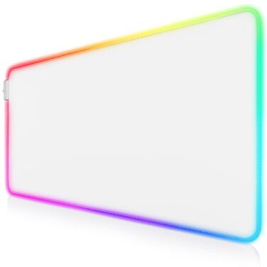 Ігровий килимок для миші TITANWOLF RGB XXL (800x300 мм) з LED-підсвіткою, 11 режимів освітлення, вологостійкий, білий