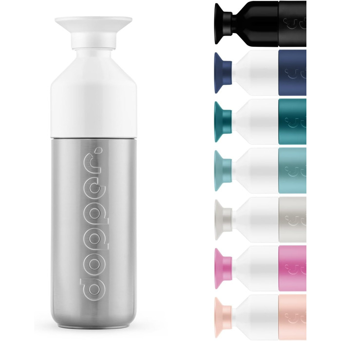 Dopper 580ml Insulated Stainless Steel Thermos Bottle - Leakproof, Keeps Drinks Cold for 24h/Hot for 9h - Silver