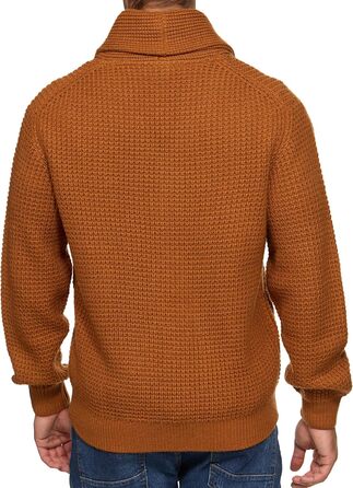 Чоловічий кардиган Indicode INBrandox з коміром-шарфом та кнопковою застібкою | Дріб'язковий кардиган для чоловіків (M, Карамель)