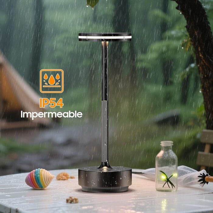 Світлодіодна настільна лампа Hapfish акумуляторна, бездротова, з димером, 5000mAh, 3 режими освітлення, водонепроникна IP54, для столу, вулиці, спальні - комплект 2 шт. Чорна