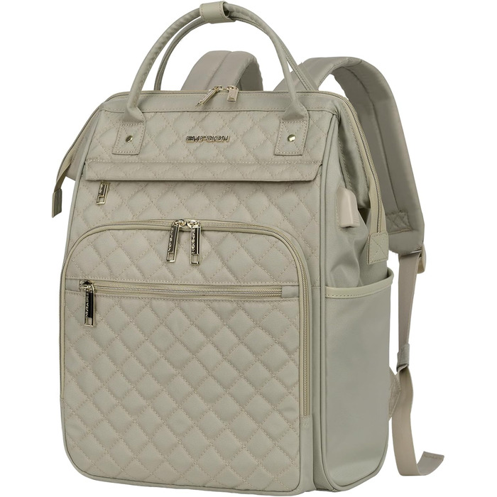 Жіночий рюкзак EMPSIGN з відділенням для ноутбука 17 дюймів: шкільний, для підлітків, елегантний, для роботи, навчання, подорожей, чорний, бежевий