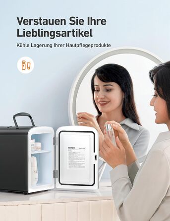 Міні-холодильник AstroAI, 4 літри, 6 банок, для авто, офісу, кімнати, косметики, 220V/12V, чорний