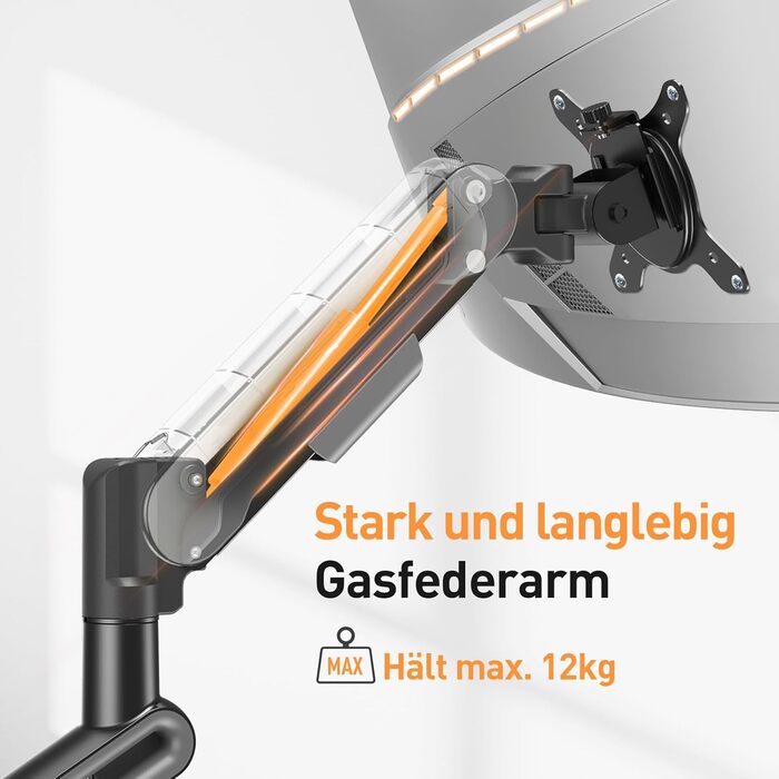 Кріплення для монітора ELIVED EV3235B-G: регульована підставка для монітора 17-34 дюймів, 2-12 кг, VESA 75/100mm, сірий