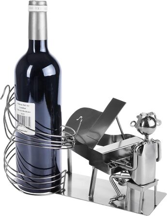 BRUBAKER Wine Bottle Holder Pianist at the Piano - Metal Bottle Stand of a Piano Player with Greeting Card for Wine Gift