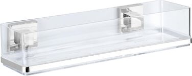 WENKO Vacuum-Loc Bathroom Wall Shelf Quadro Maxi, 2 tiers, with removable bowl, mounting without drilling, stainless steel/plastic, 38.5 x 8.5 x 14.5 cm