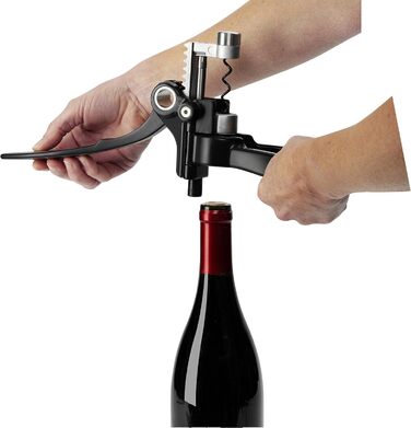 Le Creuset Professional Corkscrew Set with Matching Capsule Cutter, Wine Cork Removal, Black/Silver, Metal, LM250, 49005000000700
