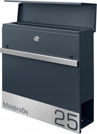 Поштова скринька настінна Anthrazit RAL 7016, для газет, XXL (Laser 1) з/без адреси