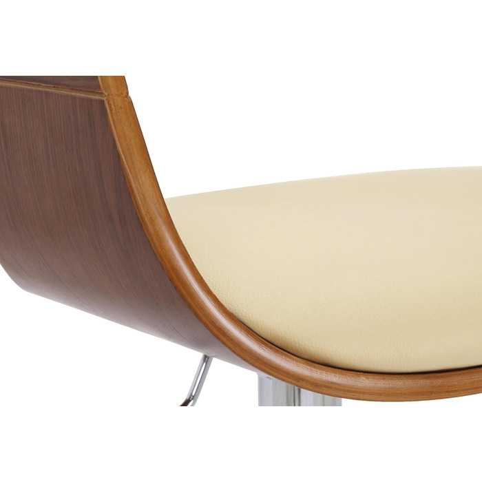 Kingston Adjustable Bar Stool with Faux Leather Seat - Walnut/Cream Finish