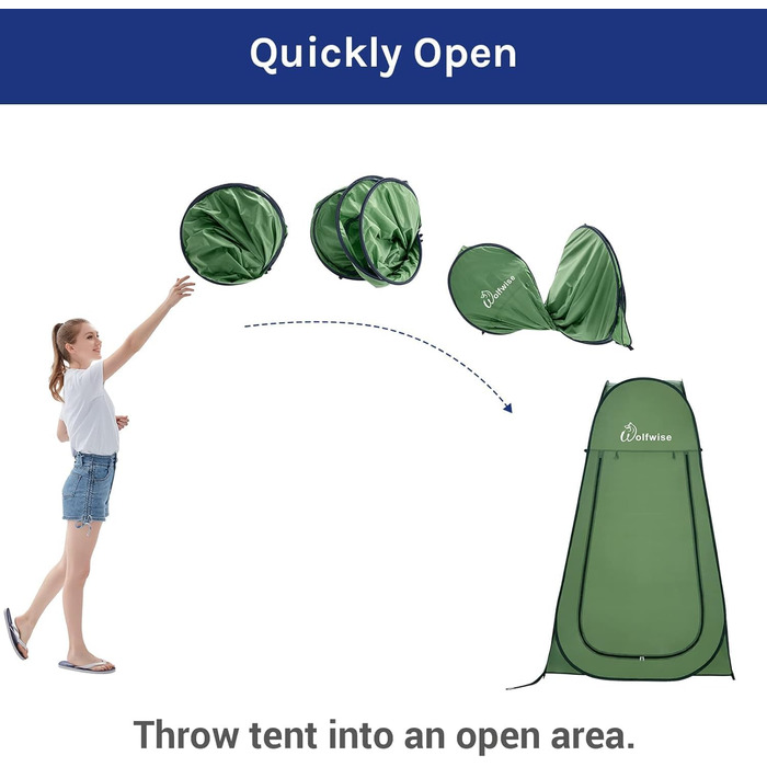 WolfWise Pop Up Shower Tent with Privacy Screen - Portable Toilet Tent, Green