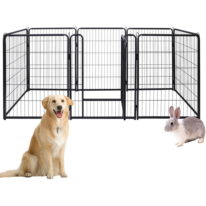 Вольєр для цуценят Freigehege для собак, розкладний, 6 перетичок, вольєр для тварин з дверцятами, 65x80 см, вольєр для собак, внутрішній/зовнішній, матовий чорний, 65x80x6 шт.