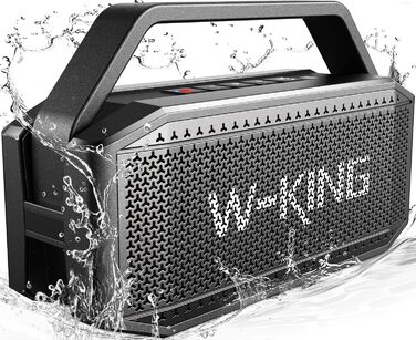 W-KING Bluetooth колонка 100W (60W) чорна, портативна, водонепроникна IPX6, глибокий бас, до 40 годин, AUX, TF, EQ для вечірок та активного відпочинку