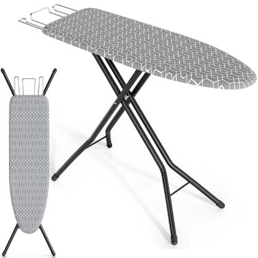 Відкидна гладильна дошка KINGRACK з регулюванням висоти, стабільний стійкий стіл для прасування з металевим каркасом, 33 x 110 см (Сірий)