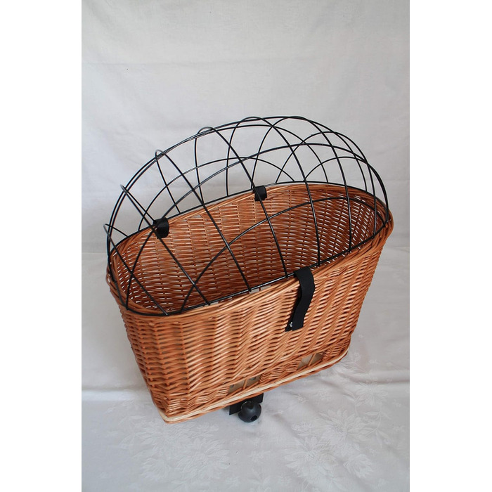 Корзина для велосипеда на багажник з плетеної лози з металевою сіткою та подушкою, XL або XXL. Без подушки - XXL