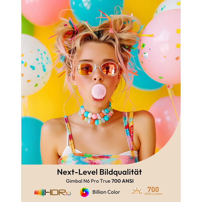 Проектор Smart Beamer N6 Pro: 4K, Full HD, WiFi 6, Автофокус, Netflix, Android/iPhone, для дому та на вулицю