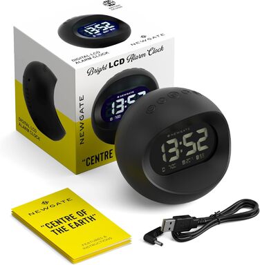 NEWGATE® Digital Centre of the Earth Clock (Black with black LCD display) Black With Black Lcd Display