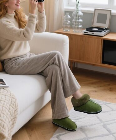 Жіночі халапи COFACE з піною Memory Foam, теплі фетрові сліпони для дому, розмір 36-43 (зелений, 42 EU)