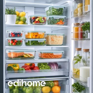 Контейнери для зберігання продуктів Edihome, 14 шт (7 контейнерів + 7 кришок), прозорі, BPA-free