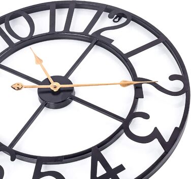Large European Industrial Vintage Wall Clock with Roman Numerals, Silent No Ticking Sounds Metal Wall Clock, Decorative Wall Clock for Living Room, Kitchen, Bedroom - (Black Arabic, 50cm)