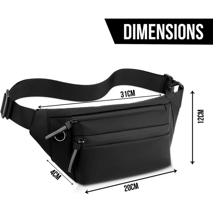 Спортивна поясна сумка: водонепроникна дамська та чоловіча сумка-шоппер для подорожей, хайкінгу та джогінгу