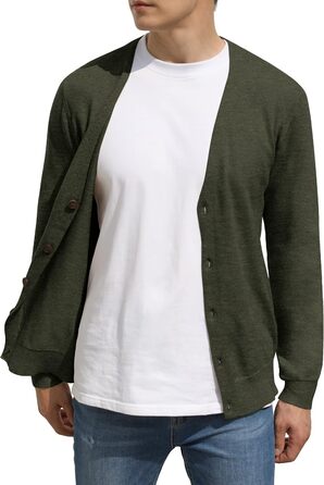 Чоловічий кардиган Hisir з V-подібним вирізом, легкий, елегантний, зимовий, класичний, з ґудзиками (07 Vc, хакі, XL)