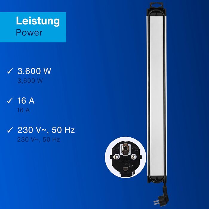 Многофункціональна мережева розетка SupraGuard з вимикачем, 2.5м кабель, захист від перенапруги та мережевий фільтр (Aluopik, 9 розеток)