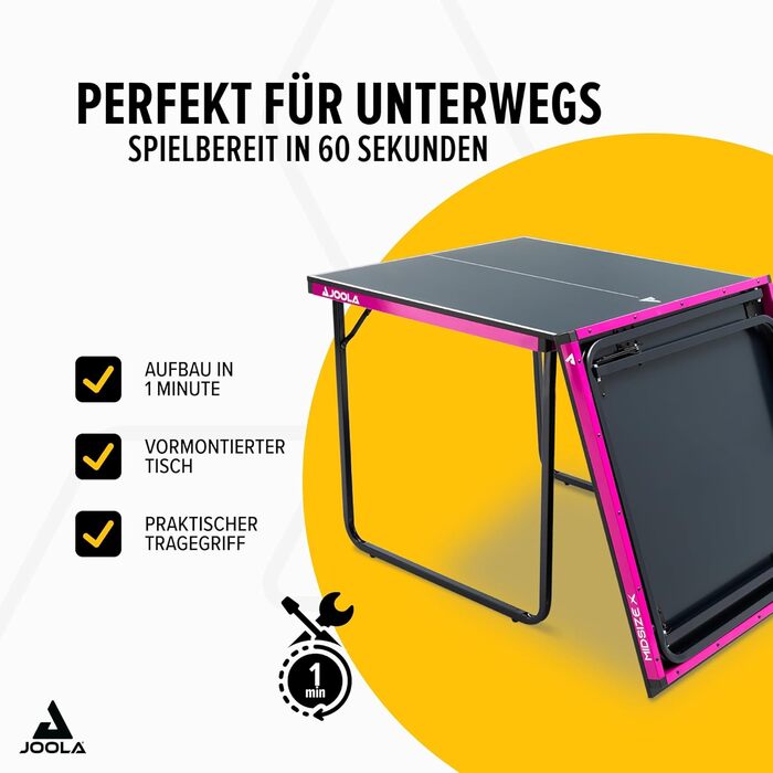 Стіл для пінг-понгу JOOLA Midsize, стіл для відпочинку, стіл для настільного тенісу з сіткою (стіл для пінг-понгу, Чорно-фіолетовий)